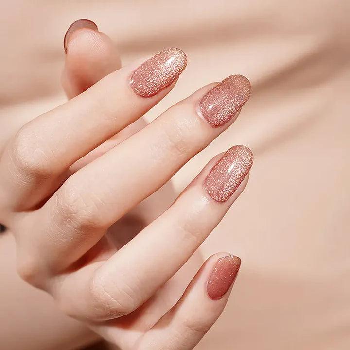 Rose Gold Cat Eye Gel Nail Strips - Gelly