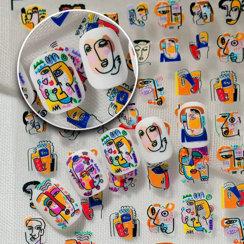 Abstract Faces Nail Art Stickers