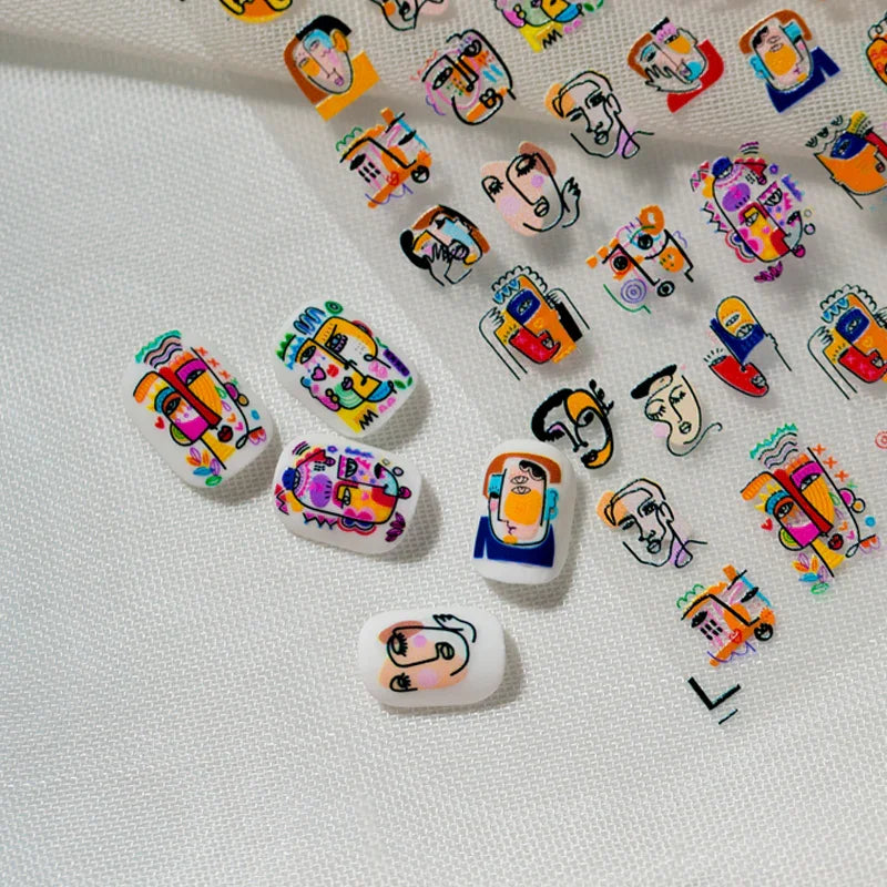 Abstract Faces Nail Art Stickers