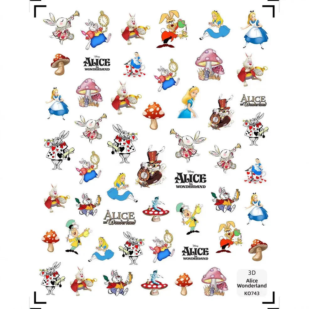 Alice In Wonderland Nail Art Stickers