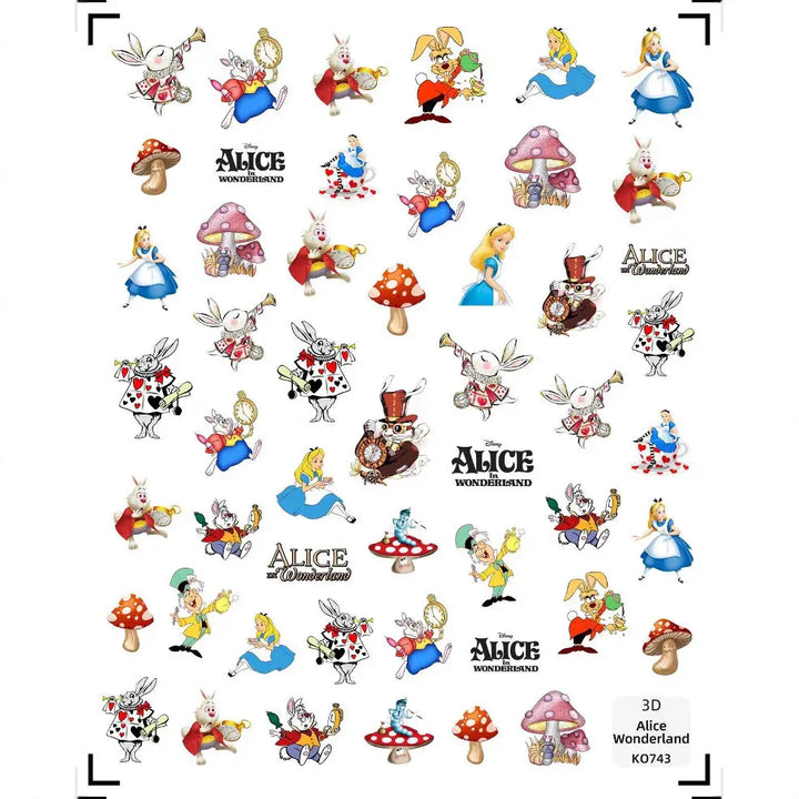 Alice In Wonderland Nail Art Stickers