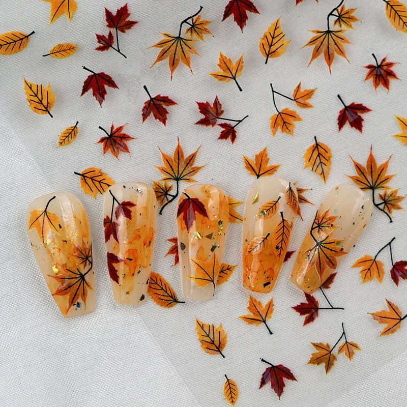 Autumn Maple Leaves Nail Art Stickers