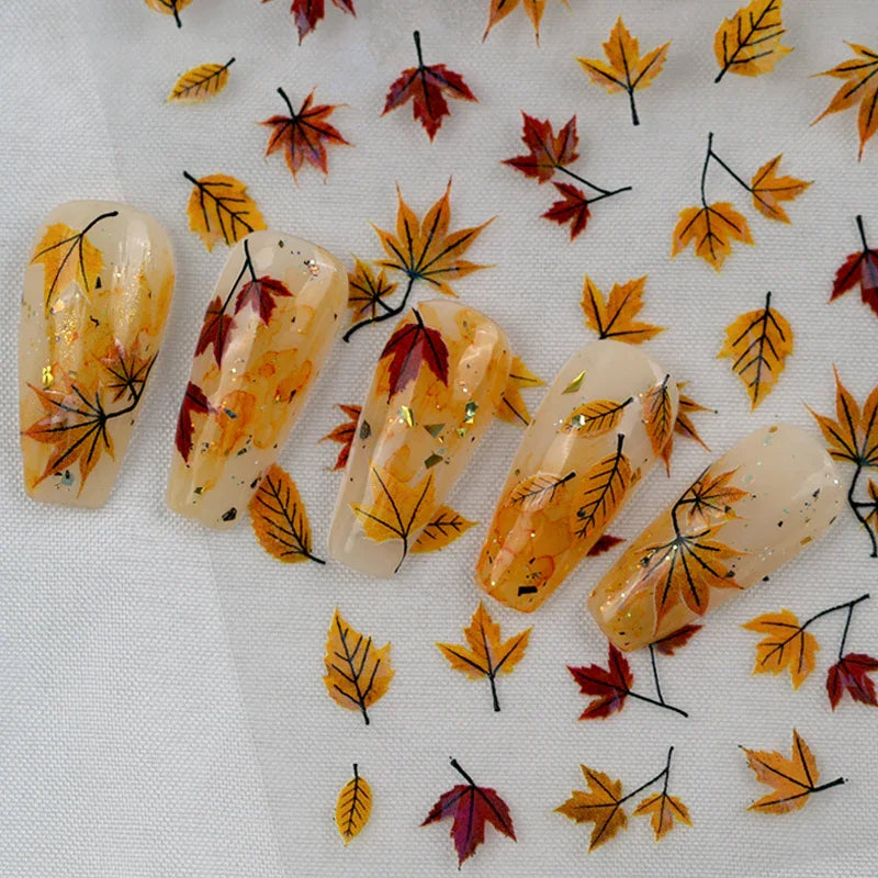 Autumn Maple Leaves Nail Art Stickers