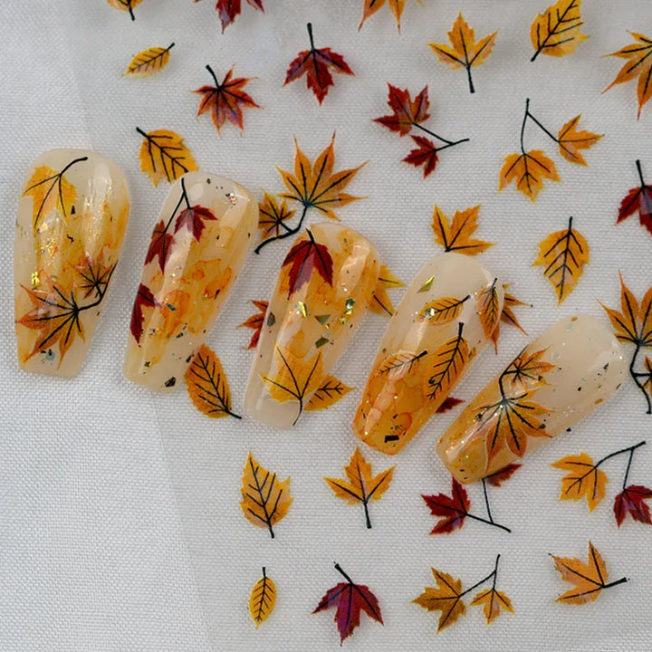Autumn Maple Leaves Nail Art Stickers