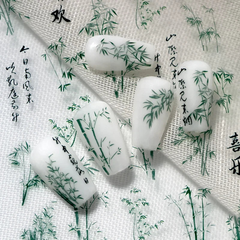 Bamboo Calligraphy Nail Art Stickers