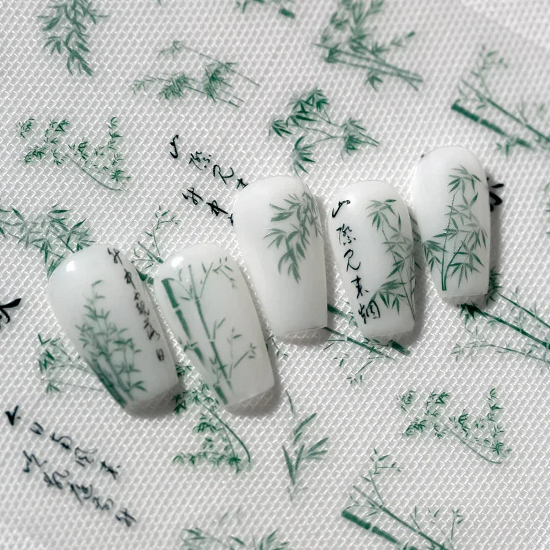Bamboo Calligraphy Nail Art Stickers