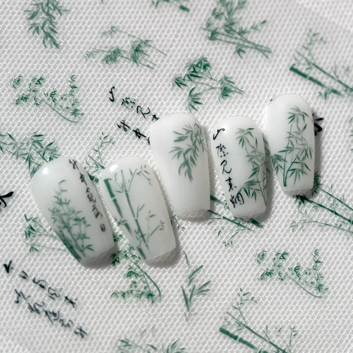 Bamboo Calligraphy Nail Art Stickers