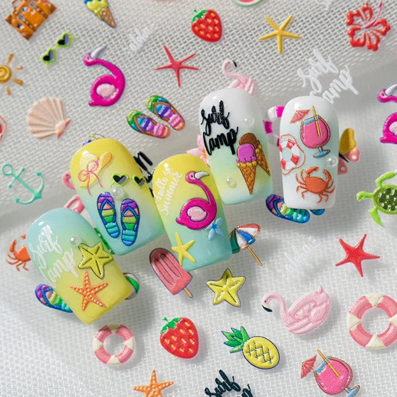Beach Vibes 3D Nail Art Stickers