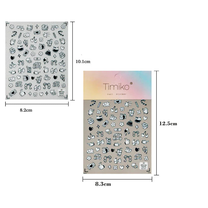 Black & White Doodle Nail Art Stickers