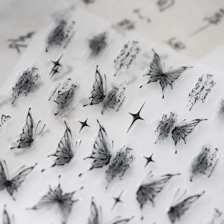 Inky Butterflies Nail Art Stickers