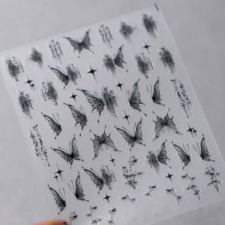 Inky Butterflies Nail Art Stickers
