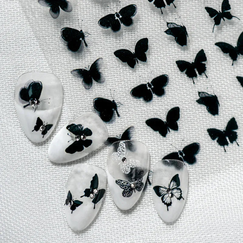 Black Butterfly Nail Art Stickers