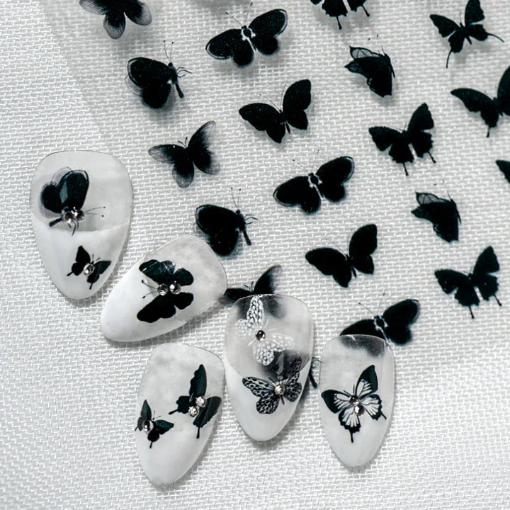 Black Butterfly Nail Art Stickers