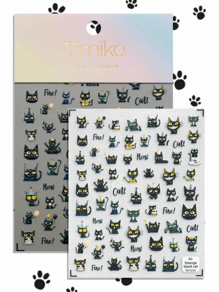 Black Cats 3D Nail Art Stickers