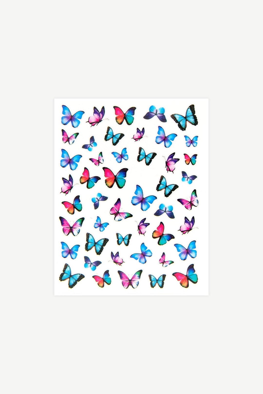 Blue & Rainbow Butterflies Nail Art Stickers - Gelly