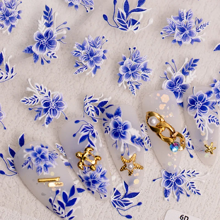 Blue Delft 3D Nail Art Stickers