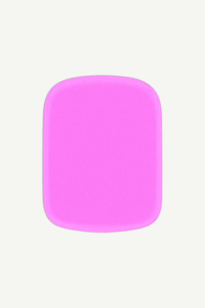 Close-up of a single bubblegum pink gel nail sticker with a smooth, glossy surface.