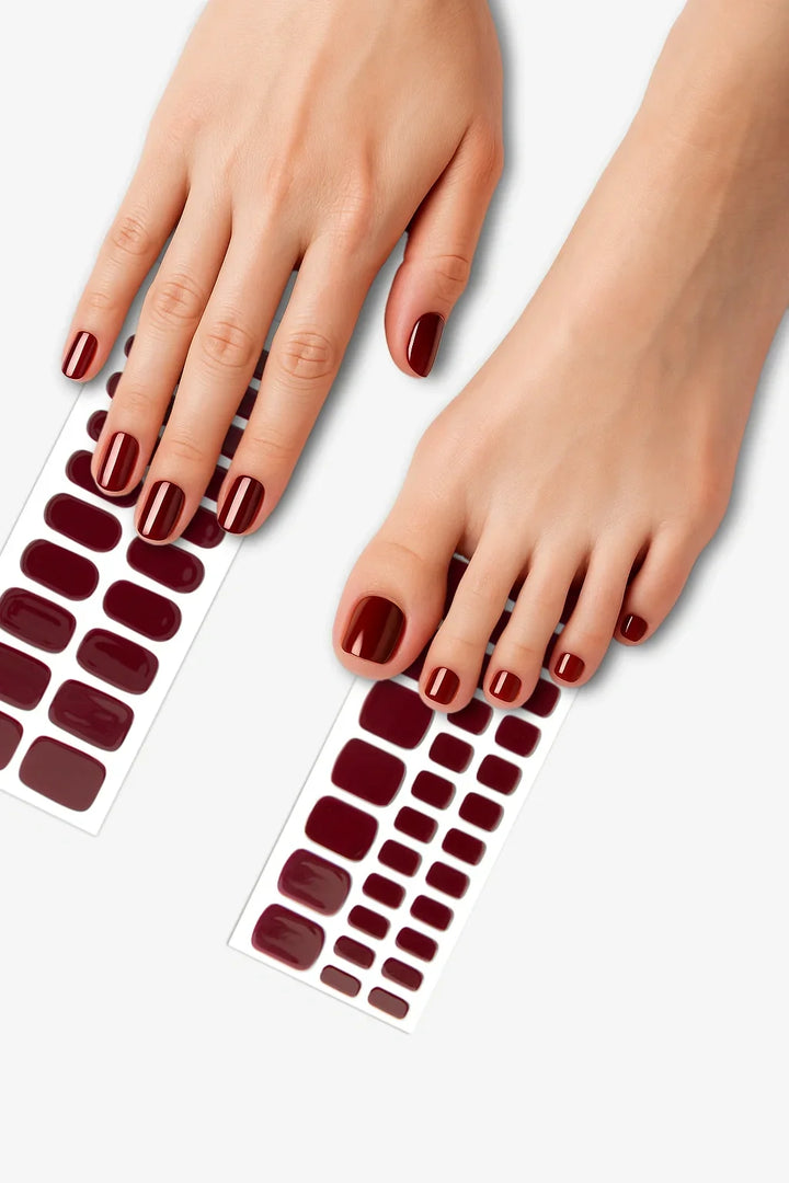 Burgundy Red Mani-Pedi