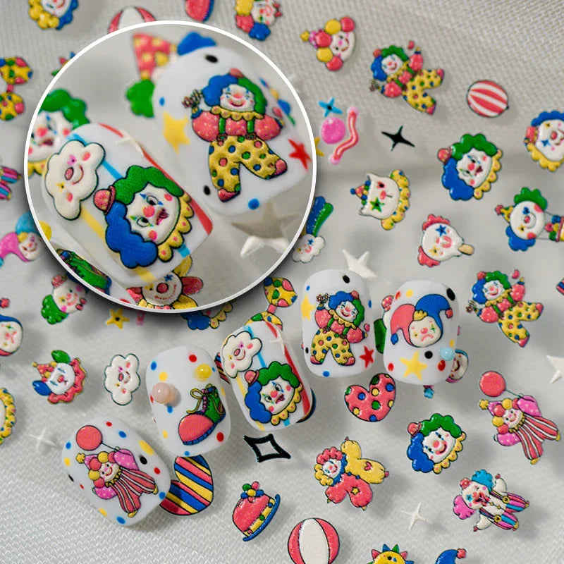 Clown Party 3D Nail Art Stickers