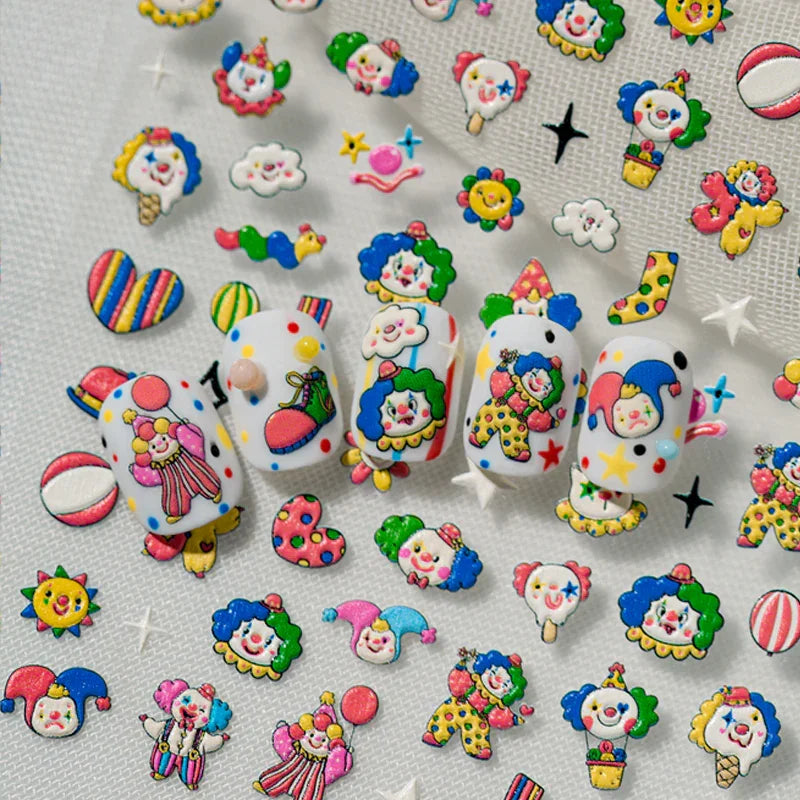 Clown Party 3D Nail Art Stickers