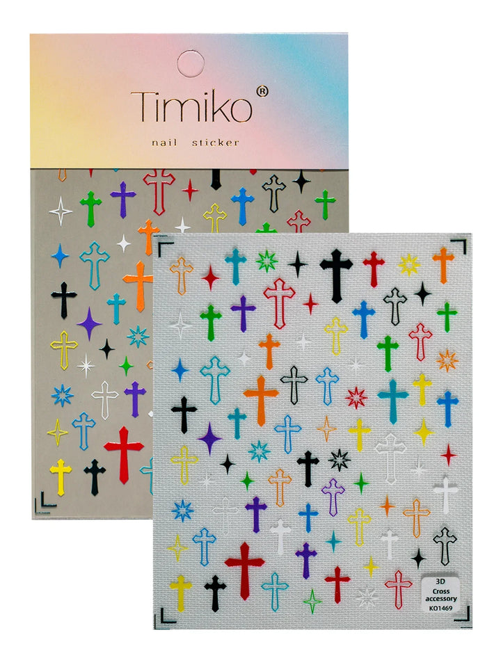 Colourful Crucifixes Nail Art Sticker Decals