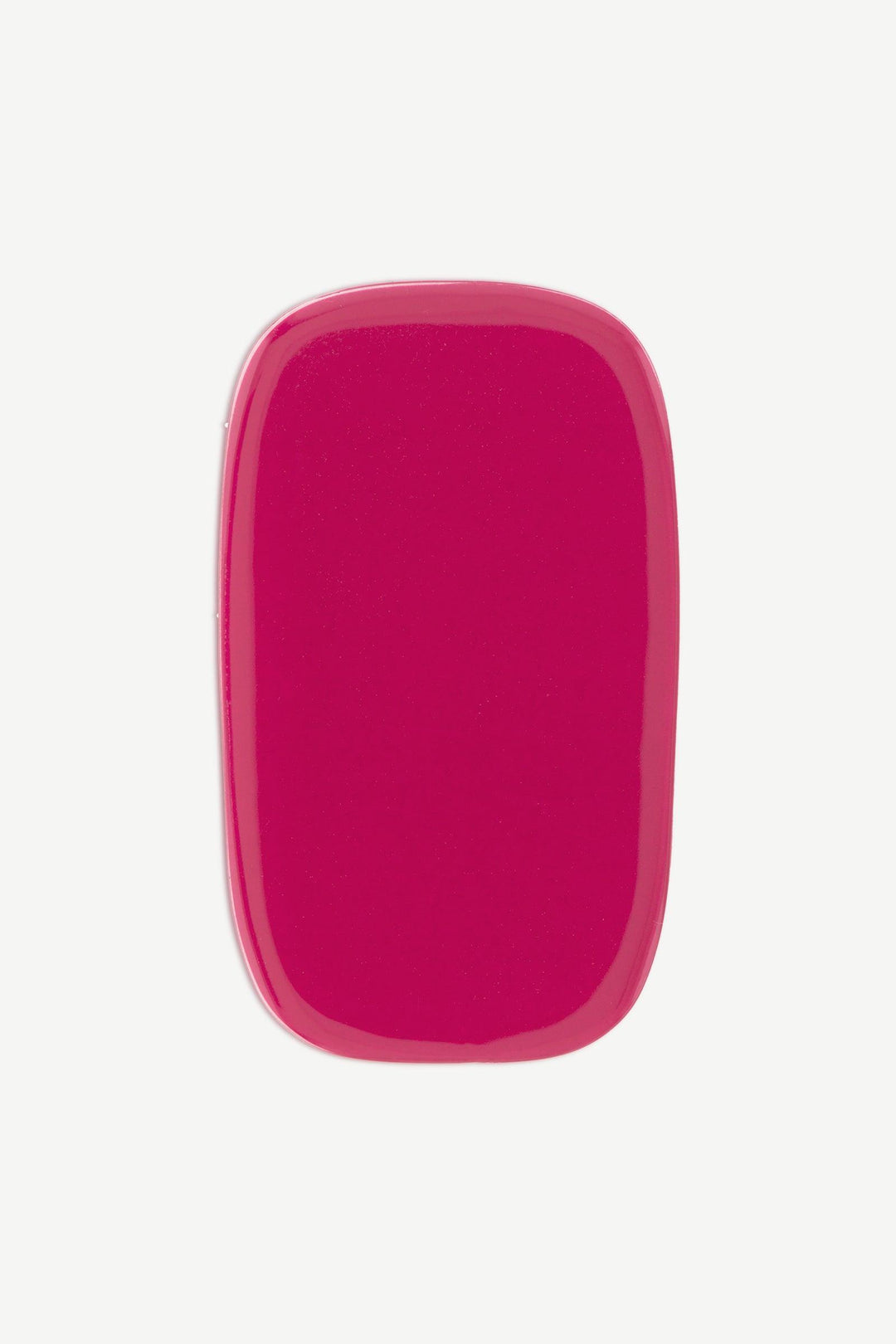 A macro image of a cranberry red stick-on gel nail with smooth glossy surface, shown on white background.