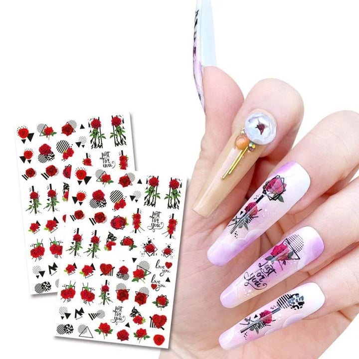 Edgy Rose Nail Art Stickers