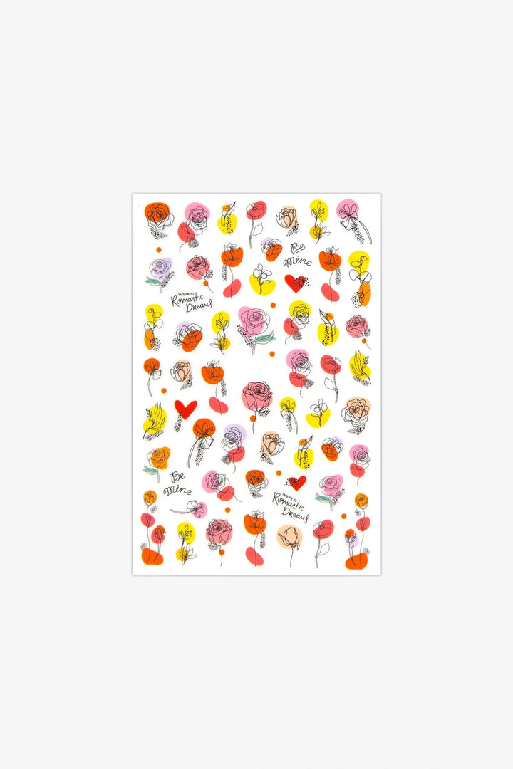 Flower Line Drawing Nail Art Stickers