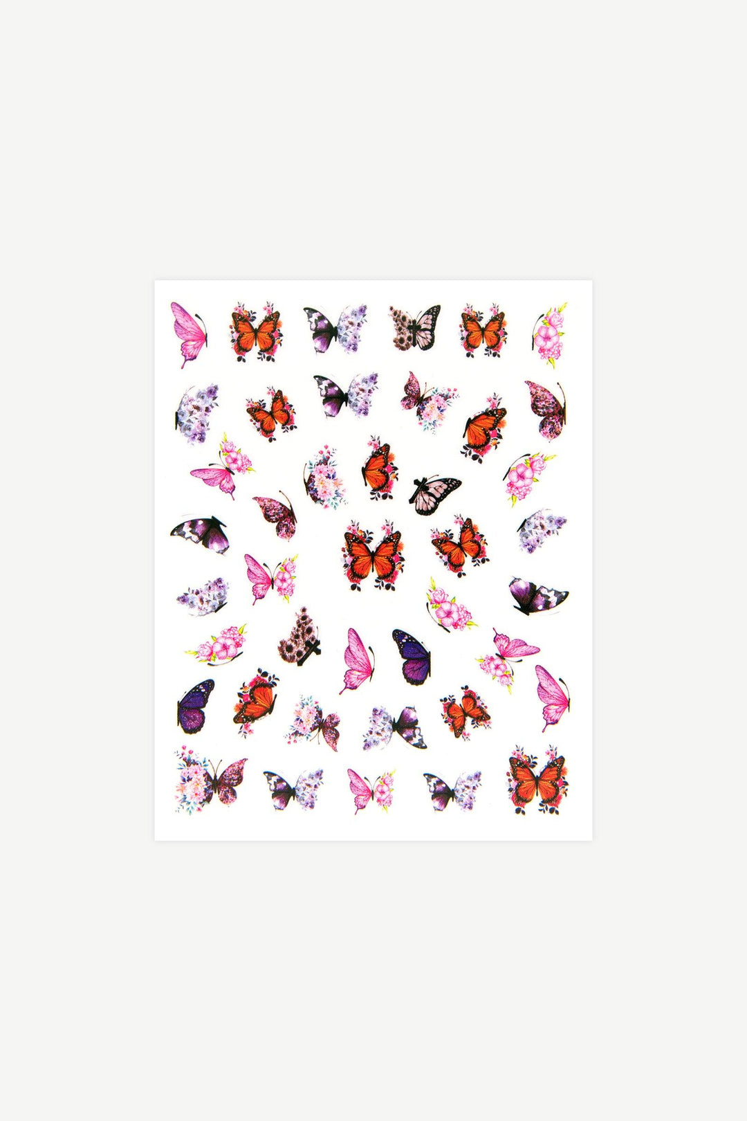 Flower & Butterflies Nail Art Stickers - Gelly