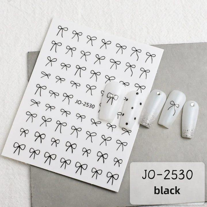 French Black Bows Nail Art Stickers