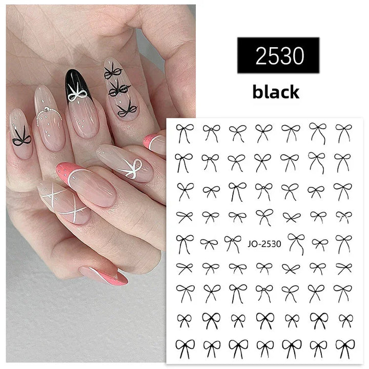 French Black Bows Nail Art Stickers