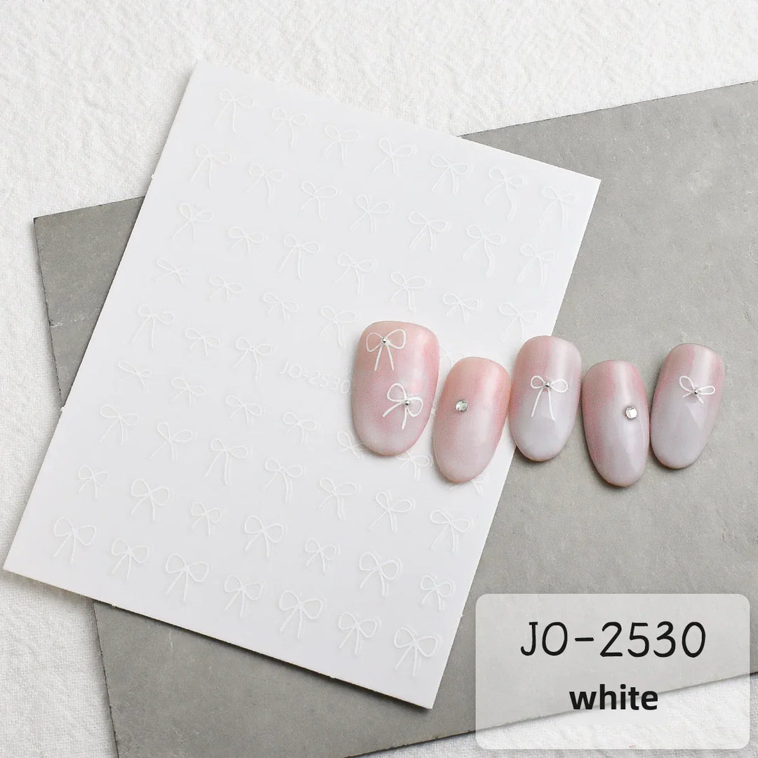 French White Bows Nail Art Sticker Decals