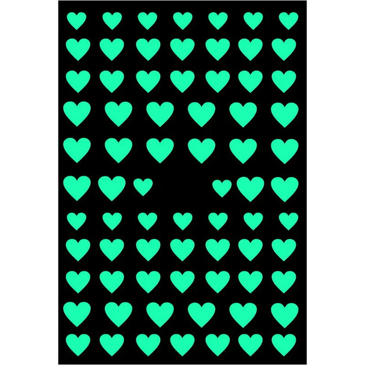 Glow In The Dark Hearts Nail Art Stickers