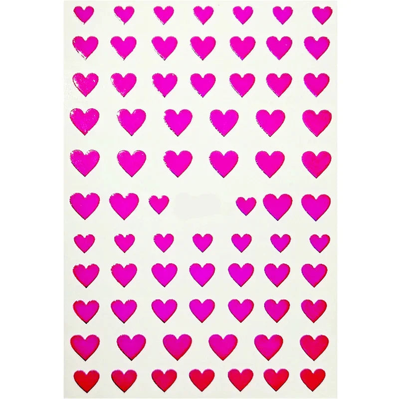 Metallic Pink Hearts Nail Art Stickers