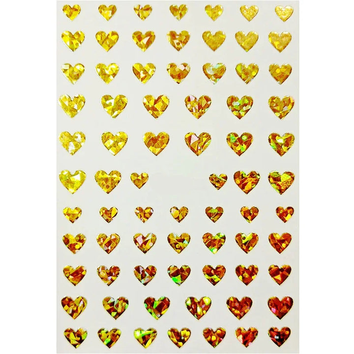 Gold Holograph Hearts Nail Art Stickers