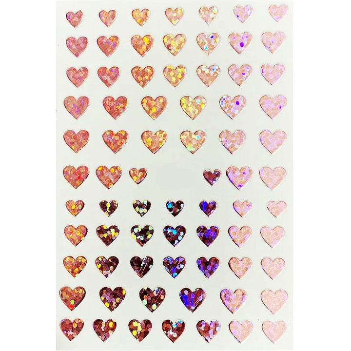 Pink Holograph Hearts Nail Art Stickers