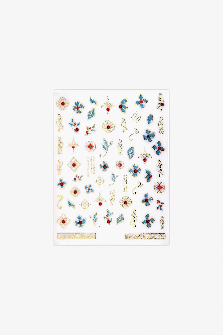 Gold Embossed Fleur 3D Nail Art Stickers