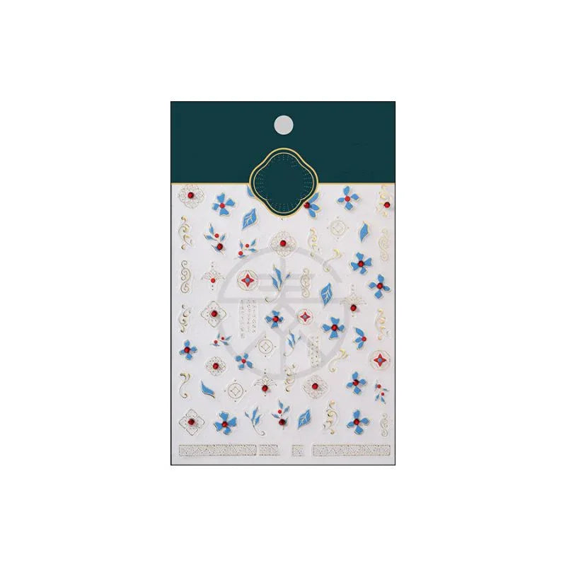 Gold Embossed Fleur 3D Nail Art Stickers