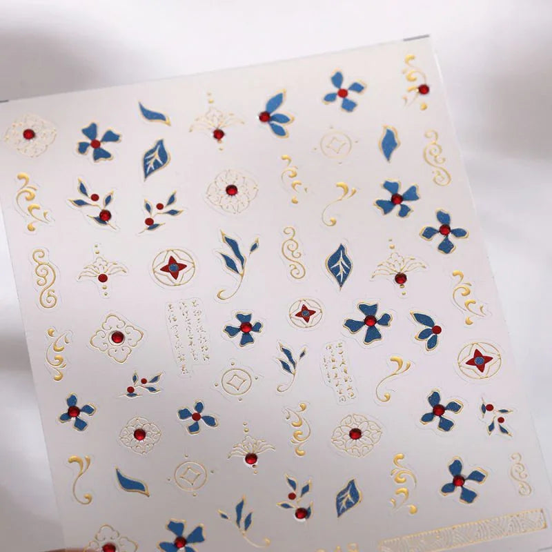 Gold Embossed Fleur 3D Nail Art Stickers