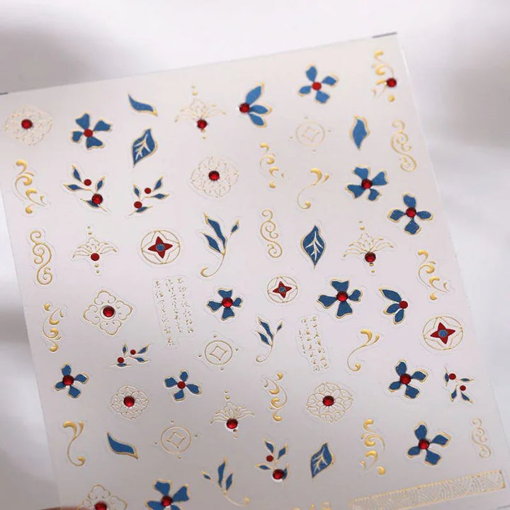 Gold Embossed Fleur 3D Nail Art Stickers