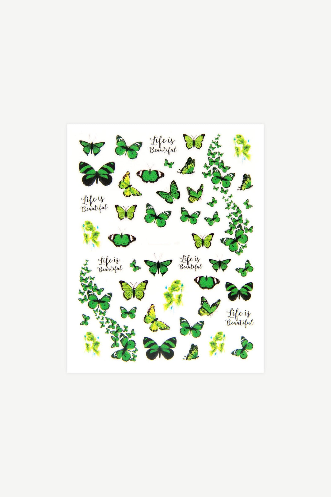 Green Butterflies Nail Art Stickers - Gelly