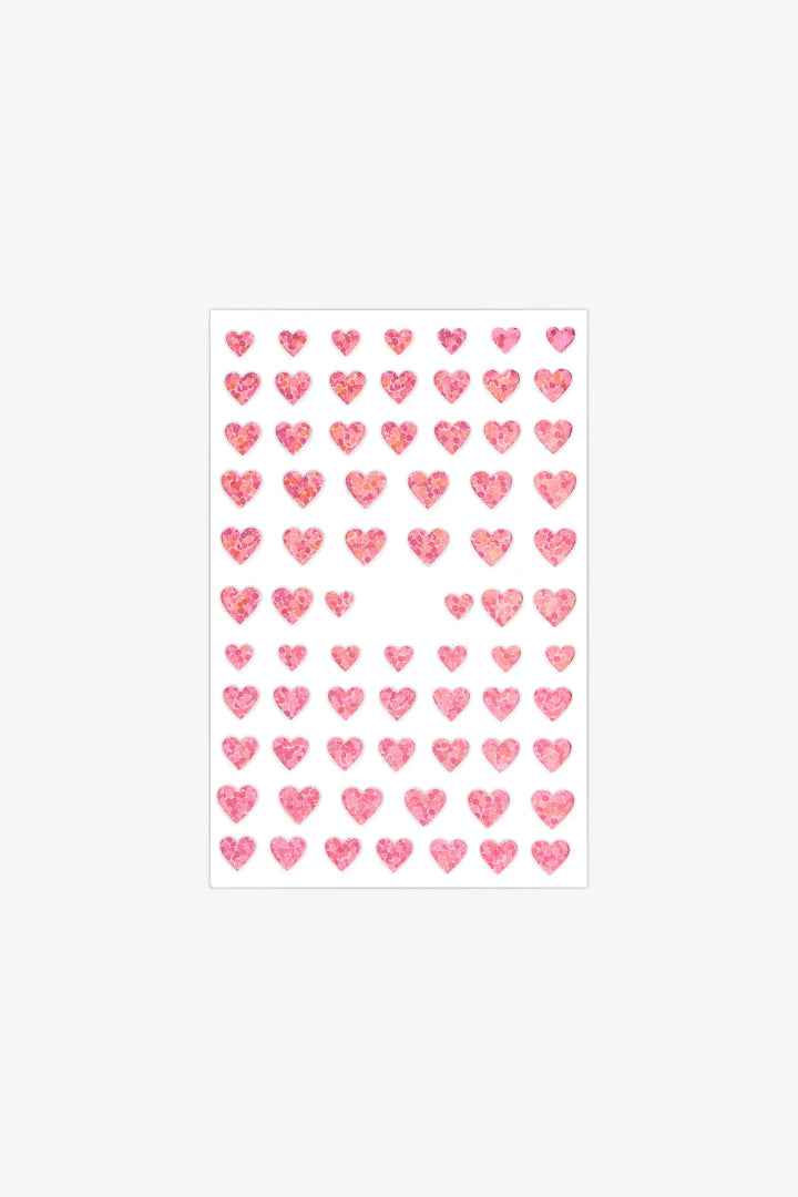 Pink Holograph Hearts Nail Art Stickers