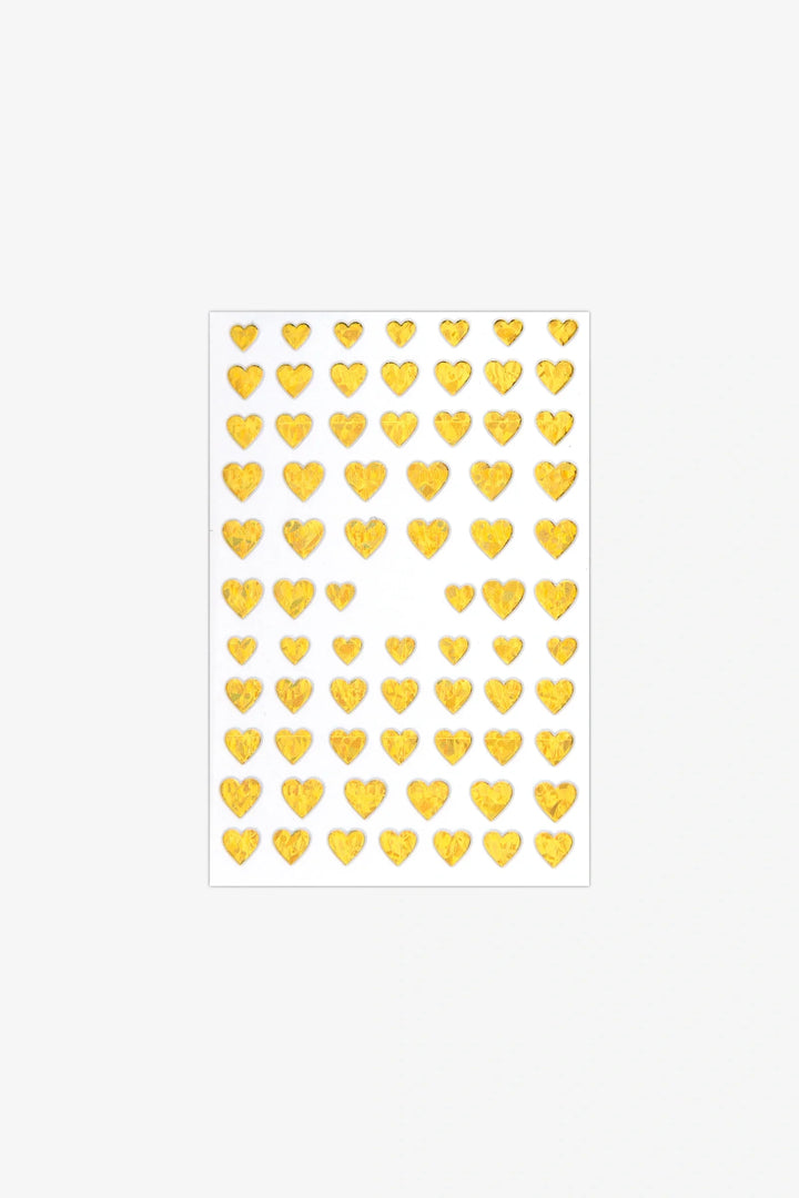 Gold Holograph Hearts Nail Art Stickers