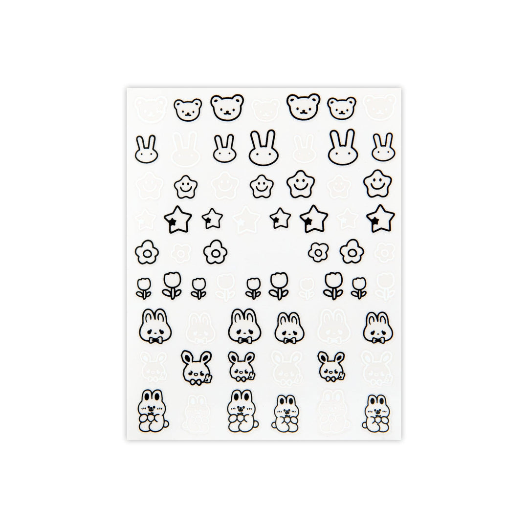Kawaii Bunnies & Friends Nail Art Stickers - Gelly