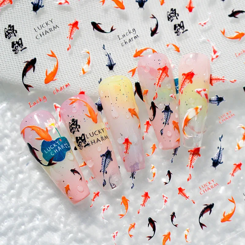 Koi Fish 3D Nail Art Stickers