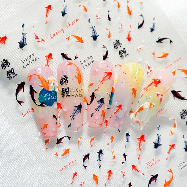 Koi Fish 3D Nail Art Stickers