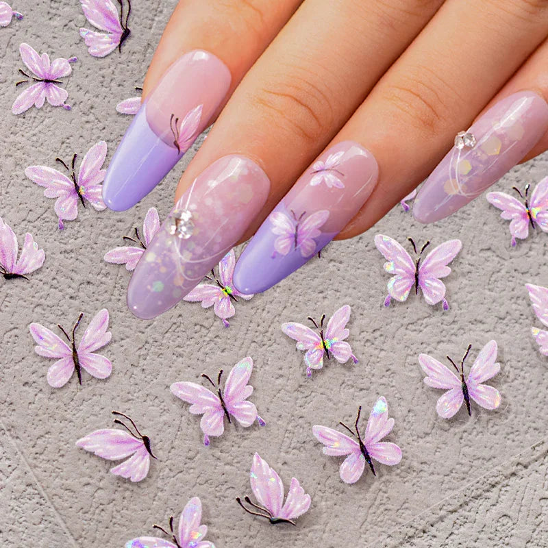Lavender Butterfly Nail Art Stickers