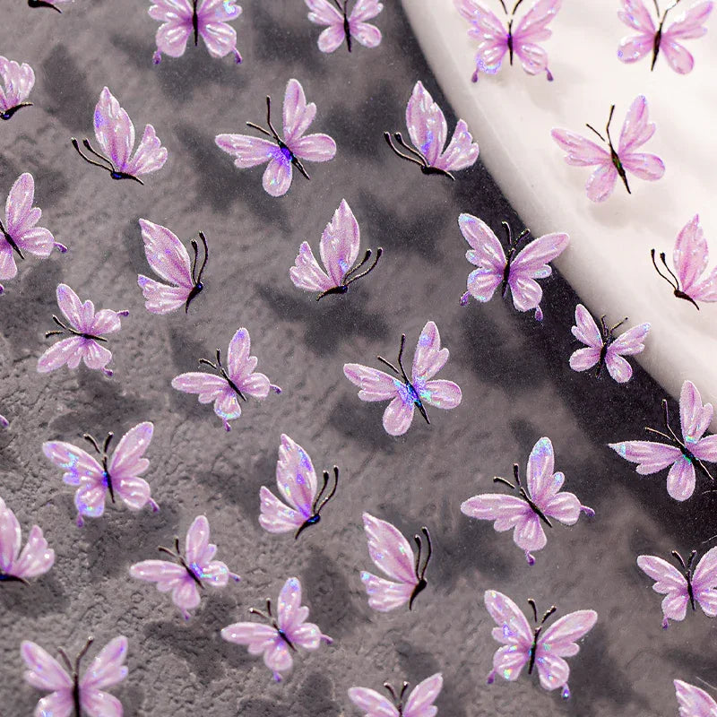 Lavender Butterfly Nail Art Stickers