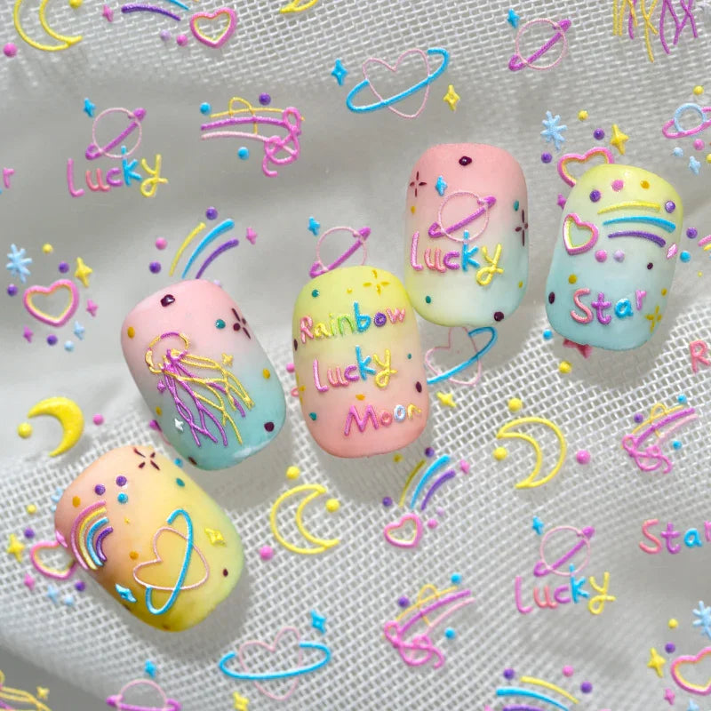 Lucky Stars 3D Nail Art Stickers