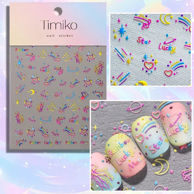 Lucky Stars 3D Nail Art Stickers